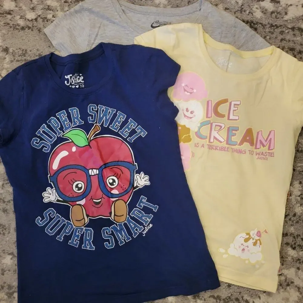 Justice and DC Girls Set of 4 Tops || Large EUC